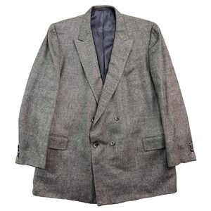 vtg Tom James 48L Herringbone Double Breasted Blazer Jacket‎ Sport Coat USA